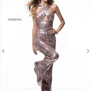 Sherri Hill Gold Sequin Jumpsuit size 6